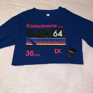 NEW FOREVER21 KODAK LONG SLEEVE CROP TOP SHIRT